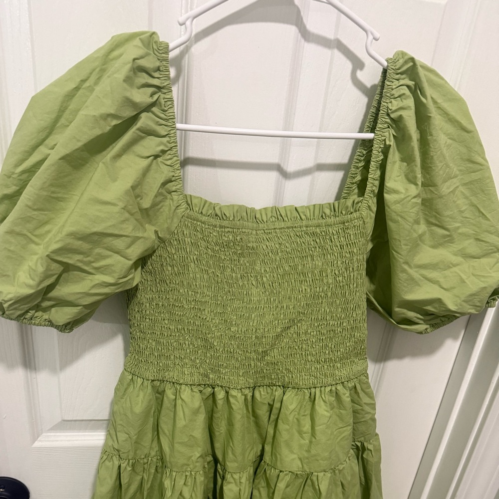 Green Puff Sleeve Dress - Stella Dallas medium - Picture 3 of 5
